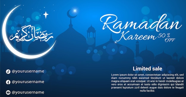 Un fondo azul con un fondo azul para ramadan kareem.