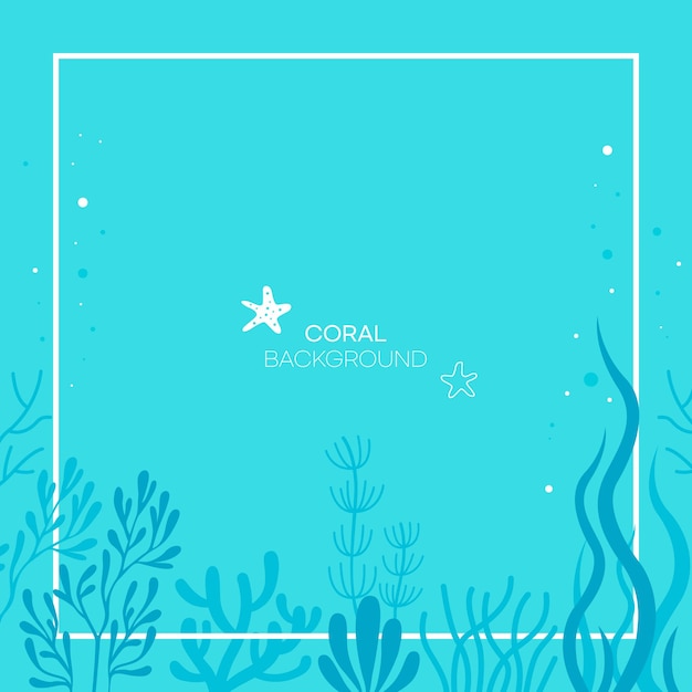 Un fondo azul con fondo de coral.