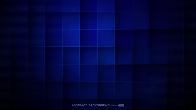 Fondo azul geométrico abstracto con formas cuadradas, sombras y decoración de líneas