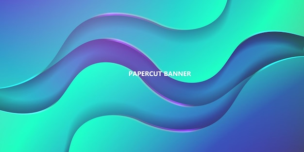 fondo azul con gradiente de estandarte cortado en papel