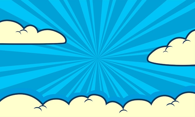 Fondo azul de historieta cómica con ilustración de nube