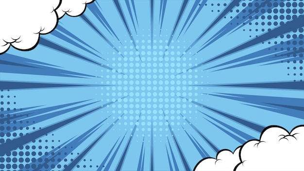 fondo azul de historieta cómica con nube