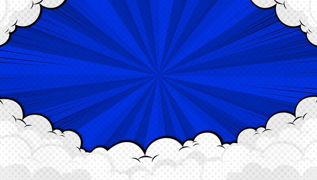 fondo azul de historieta cómica con nube