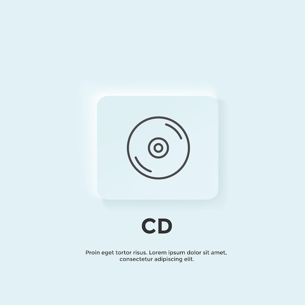 Un fondo azul con un ícono de cd y un círculo blanco.