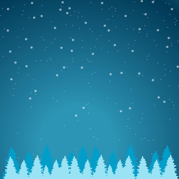 Fondo azul de invierno con un degradado. Con nieve y árboles de Navidad azules.