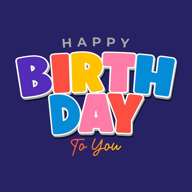 un fondo azul con letras coloridas que dicen feliz cumpleaños a usted