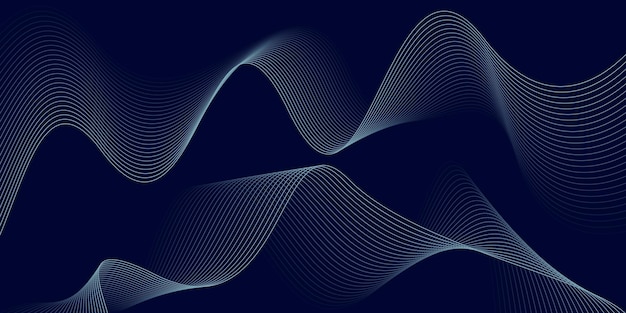 Fondo azul con líneas de onda fluidas Fondo futurista Concepto moderno