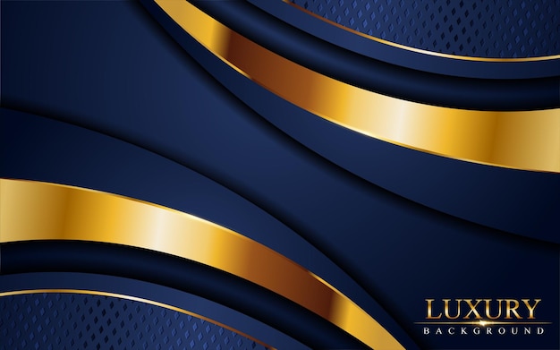 Fondo azul marino moderno combinado con elementos de líneas doradas. Elemento de diseño gráfico.
