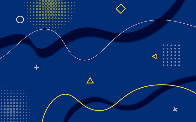 Fondo azul de Memphis con medios tonos y elementos de línea