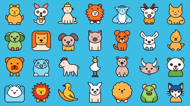 un fondo azul con muchos animales diferentes y uno con uno que dice el perro