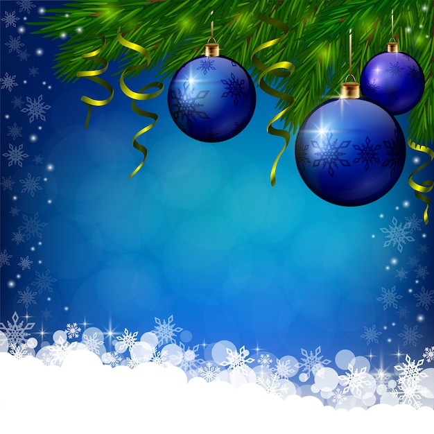 Fondo azul de Navidad con adornos azules