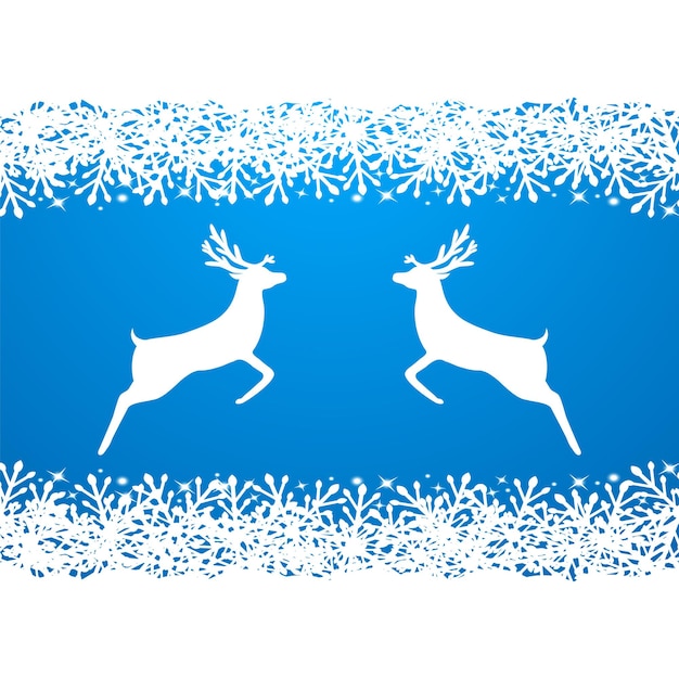 Fondo azul de Navidad con ciervos