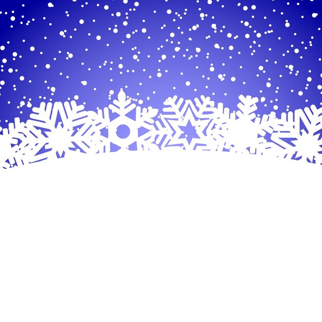 Fondo azul de Navidad con copos de nieve y luz y luz