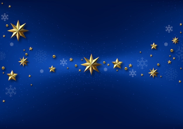 Fondo azul de navidad con estrellas doradas