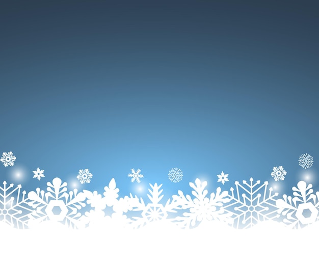 Fondo azul de Navidad con ilustración de vector de copos de nieve