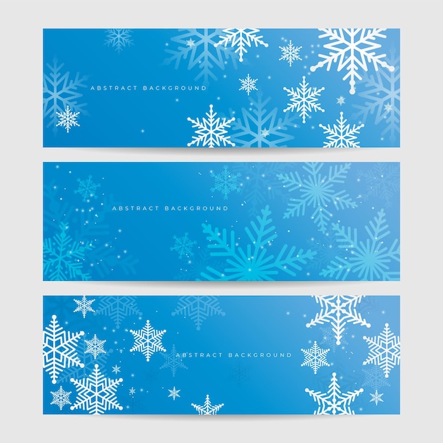 Fondo azul de Navidad con nieve y copo de nieve Tarjeta de Navidad con ilustración de vector de borde de copo de nieve