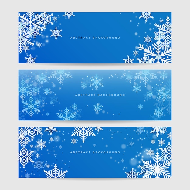 Fondo azul de navidad con nieve y copo de nieve tarjeta de navidad con ilustración de vector de borde de copo de nieve