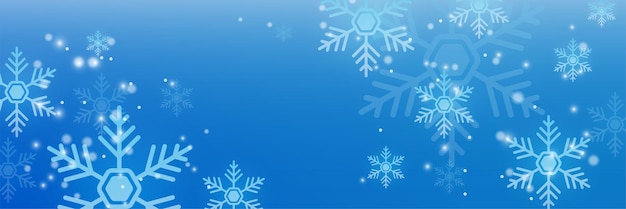 Fondo azul de Navidad con nieve y copo de nieve Tarjeta de Navidad con ilustración de vector de borde de copo de nieve