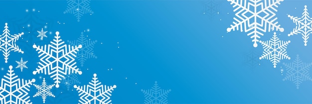 Fondo azul de navidad con nieve y copo de nieve tarjeta de navidad con ilustración de vector de borde de copo de nieve