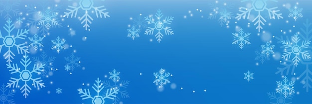 Fondo azul de Navidad con nieve y copo de nieve Tarjeta de Navidad con ilustración de vector de borde de copo de nieve