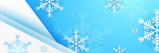 Fondo azul de Navidad con nieve y copo de nieve Tarjeta de Navidad con ilustración de vector de borde de copo de nieve