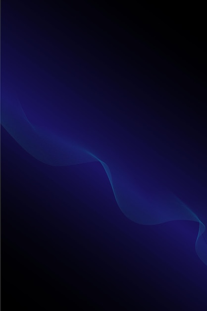 Vector fondo azul y negro con gráficos futuristas de onda de arte de línea de degradado azul con diseño digital de concepto de tecnología de onda de sonido con plantillas modernas de cubierta monocromática