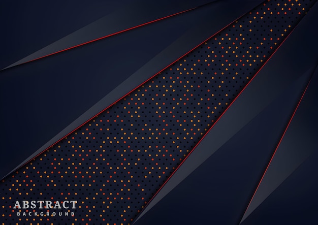 Fondo azul oscuro abstracto con formas geométricas y acentos dorados