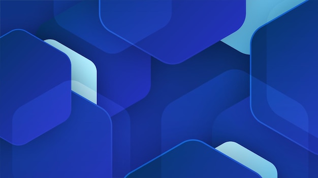 Fondo azul oscuro abstracto con formas geométricas hexagonales Ilustración vectorial