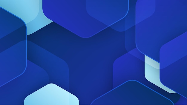 Fondo azul oscuro abstracto con formas geométricas hexagonales Ilustración vectorial