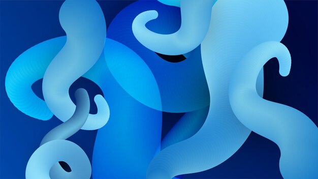 Fondo azul oscuro abstracto con formas geométricas líquidas Ilustración vectorial
