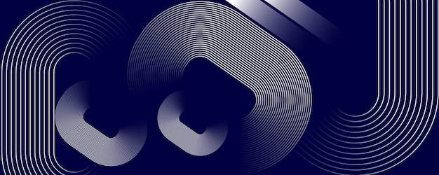 Fondo azul oscuro abstracto Gradiente blanco moderno redondo con forma de líneas geométricas