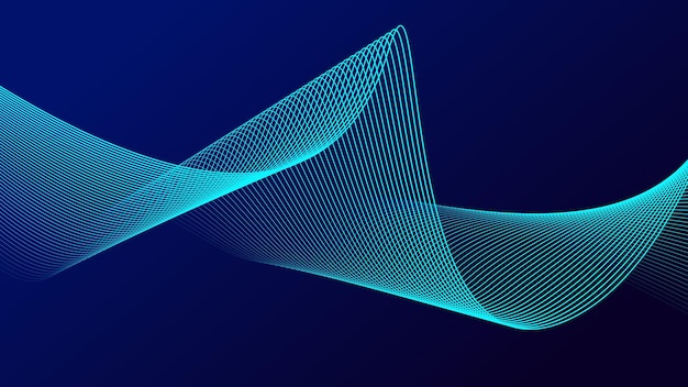 Fondo azul oscuro abstracto con líneas fluidas brillantes Concepto de tecnología futurista