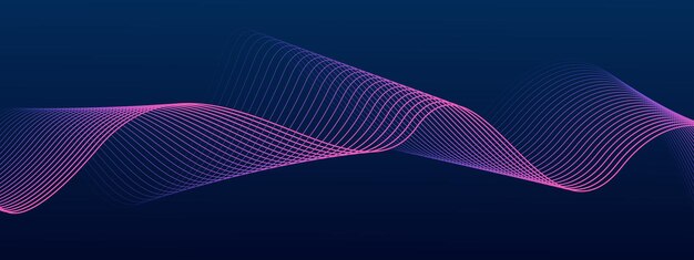 Fondo azul oscuro abstracto con líneas de onda dinámicas Concepto de tecnología futurista
