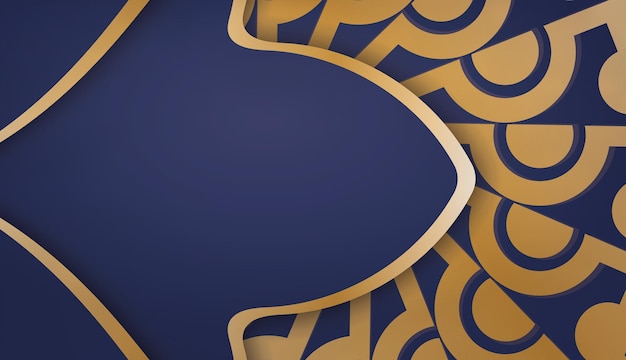 Fondo azul oscuro con adornos de oro vintage para el diseño debajo de su logotipo