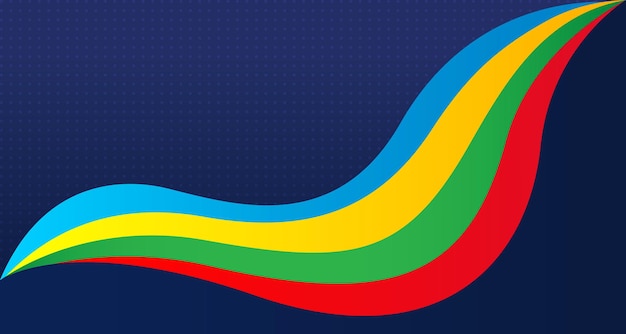 Fondo azul oscuro con colorido elemento de gradiente de flujo de onda para deporte fútbol fondo de baloncesto