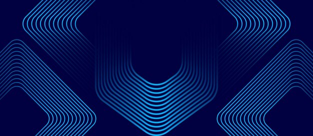Fondo azul oscuro Diseño curvo de rayas de línea moderna