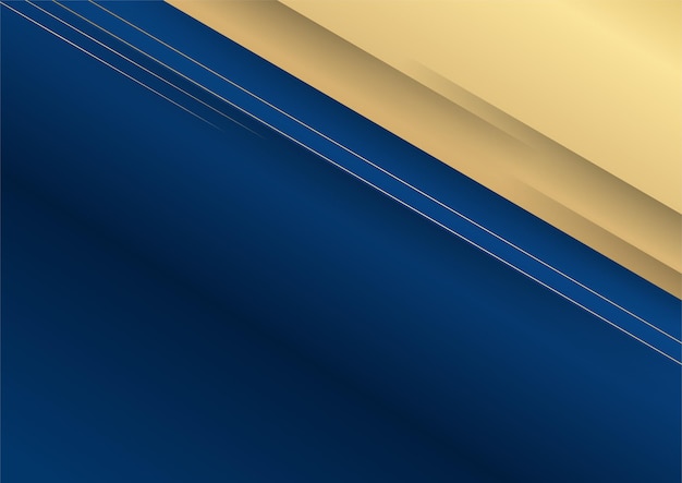 Fondo azul oscuro con elementos de línea dorados brillantes para el fondo de la presentación. Plantilla abstracta fondo premium de lujo azul oscuro con patrón geométrico de lujo y líneas de iluminación doradas