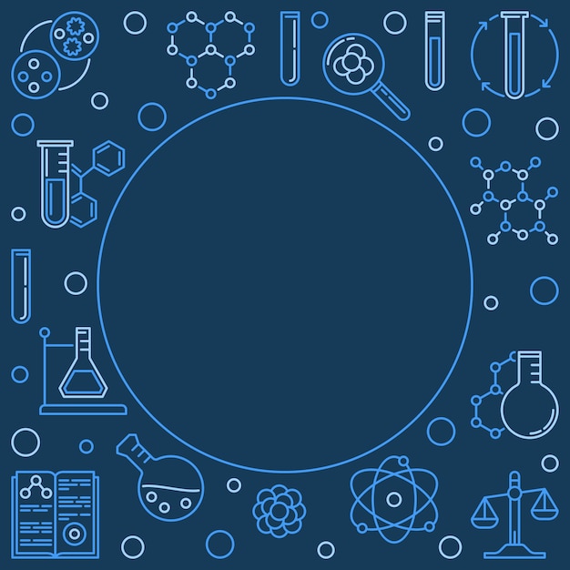 Fondo azul química con iconos de contorno