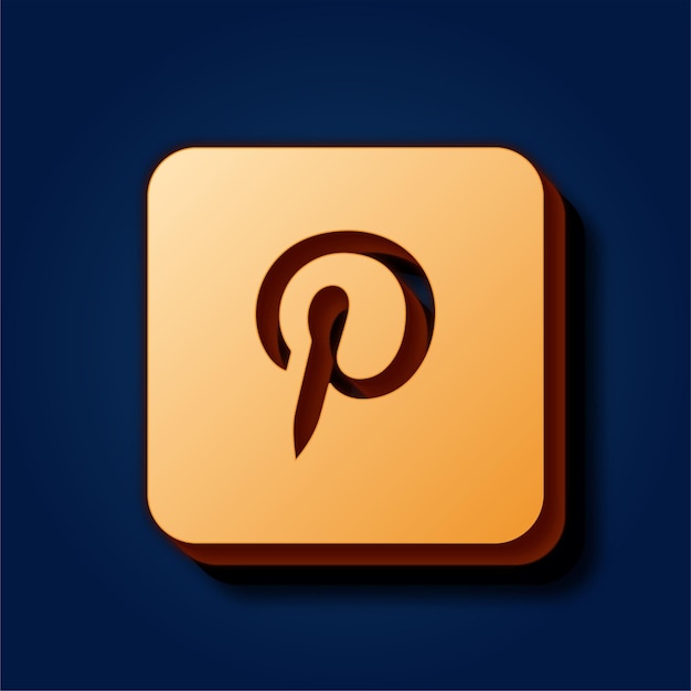 Fondo azul rico premium con un sofisticado icono de oro de Pinterest