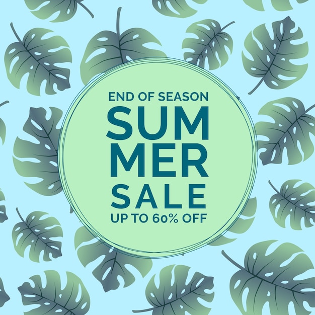 Vector fondo azul tropical de venta de verano