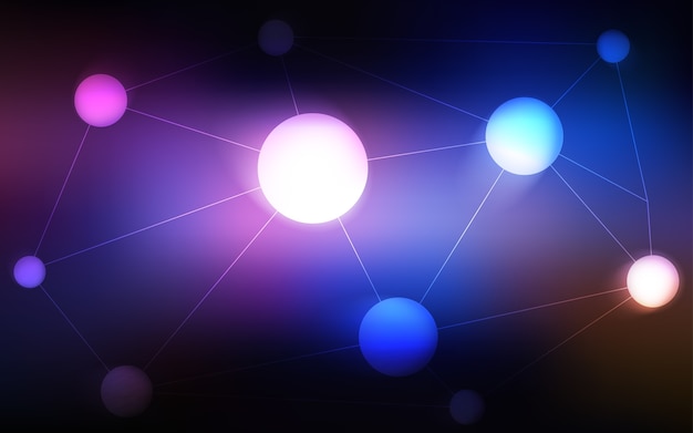 Fondo azul del vector con puntos y líneas