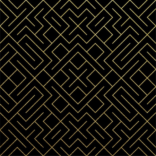Fondo de azulejo de patrón geométrico abstracto dorado con textura de malla brillante de oro Patrón sin costura vectorial de rombos y nodos de línea de metal para plantilla de diseño negro de fondo de geometría dorada de lujo
