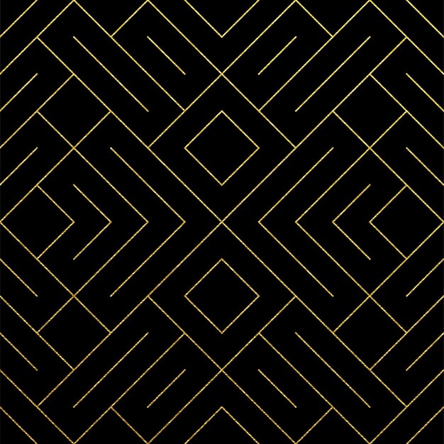 Fondo de azulejo de patrones sin fisuras geométrico abstracto dorado con textura de malla brillante de oro Patrón vectorial de rombos y nodos de línea de metal para plantilla de diseño negro de fondo de geometría dorada de lujo