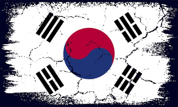 Fondo De Bandera De Corea Del Sur De Diseño Plano Grunge