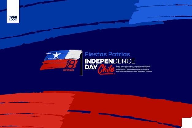 Fondo de la bandera del día de la independencia de chile con el logotipo del 18 de septiembre