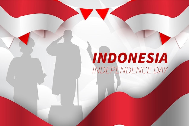 Fondo de bandera feliz día de la independencia de indonesia