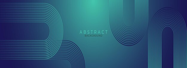Fondo de bandera horizontal abstracto azul oscuro moderno con líneas geométricas brillantes