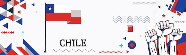 Fondo de bandera de ilustración de diseño de banner de día nacional de bandera de chile
