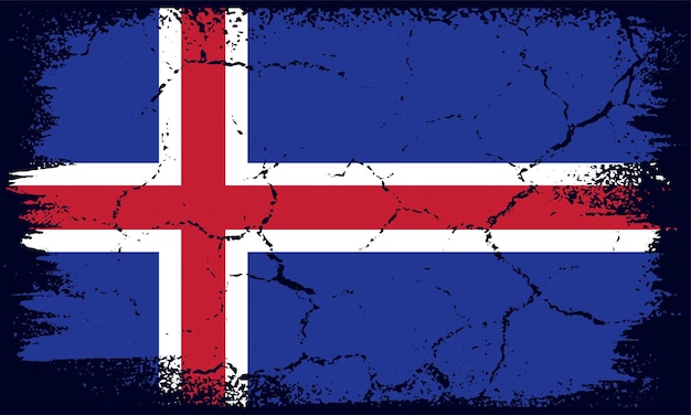 Fondo De Bandera De Islandia Grunge Diseño Plano