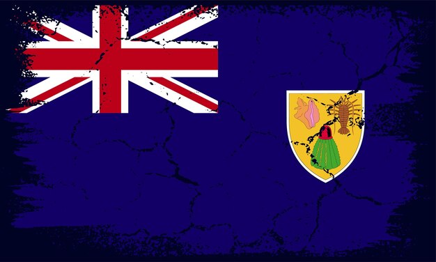 Vector fondo de bandera de islas turcas y caicos de diseño plano grunge